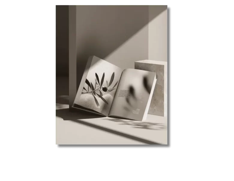 A book mockup of an open book.