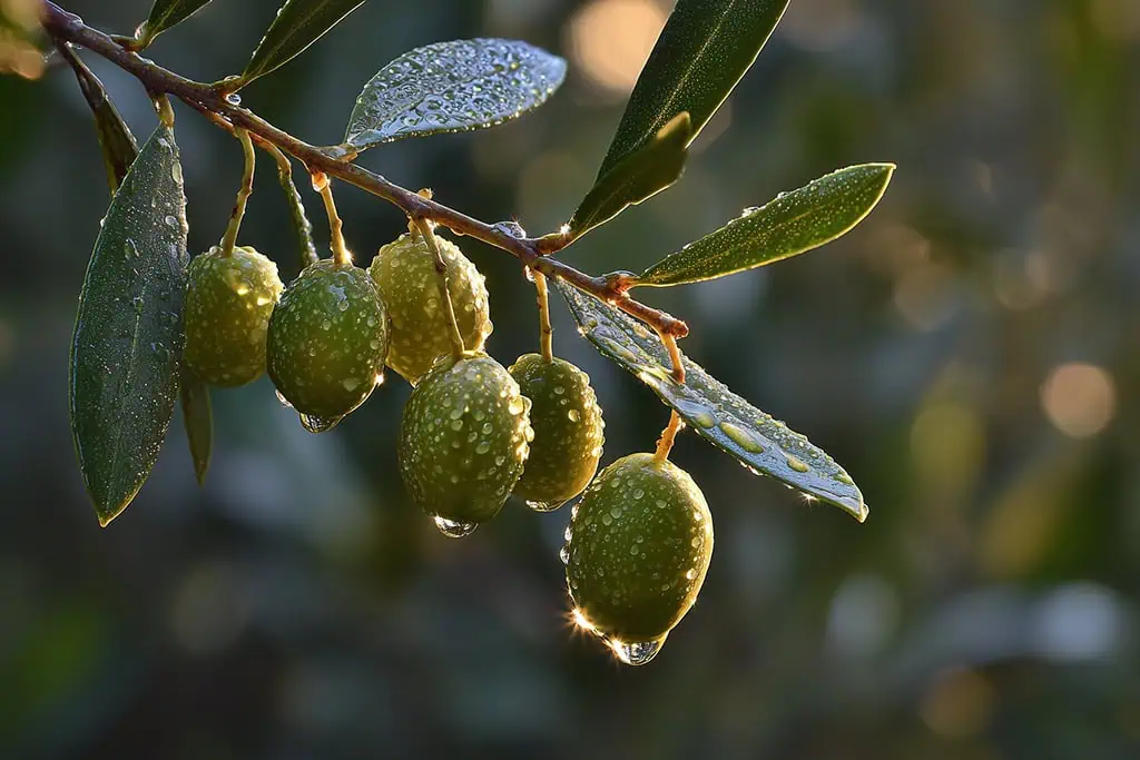 Picture of an olive yard after a rainy day